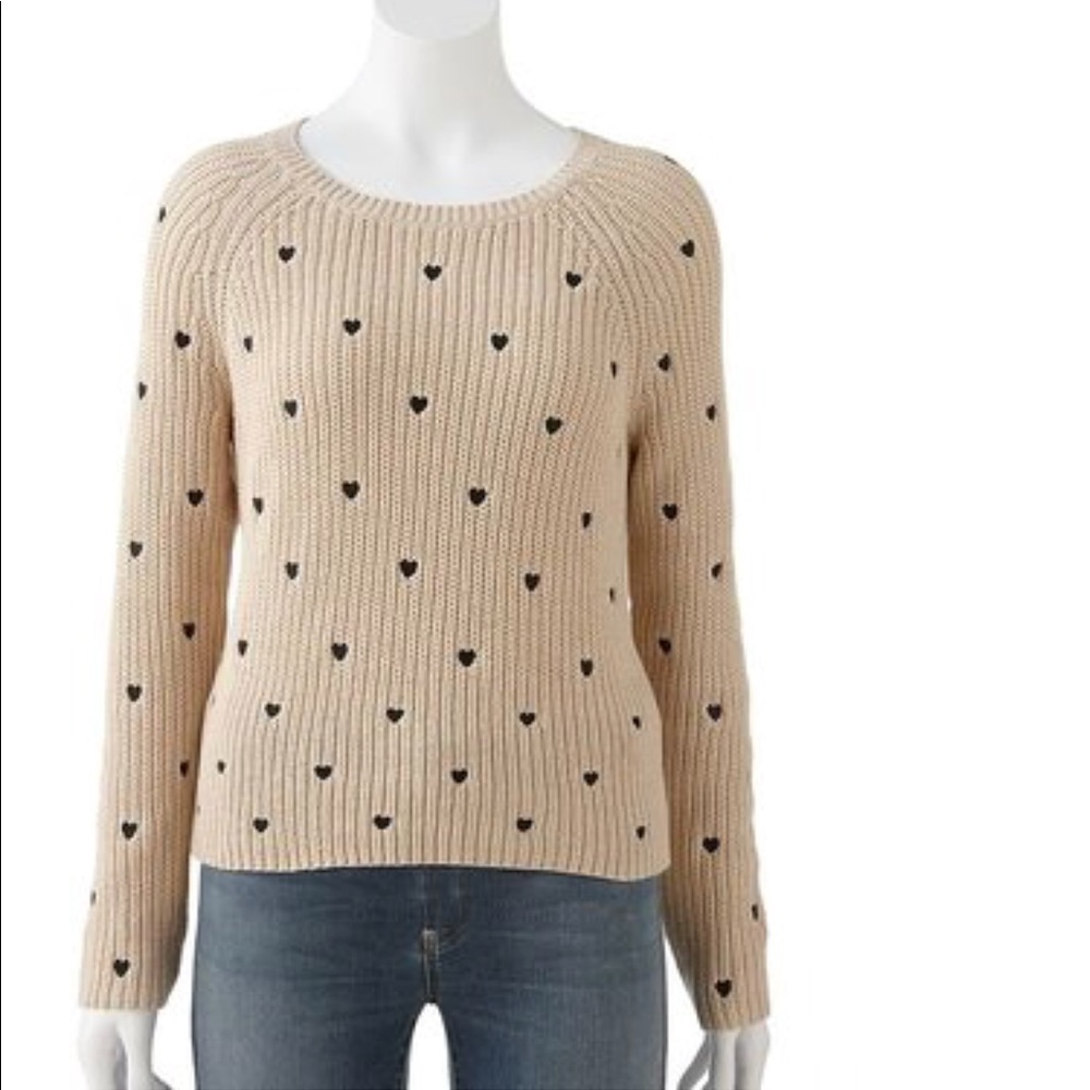 LC Lauren Conrad Heart Cropped Sweater NWOT